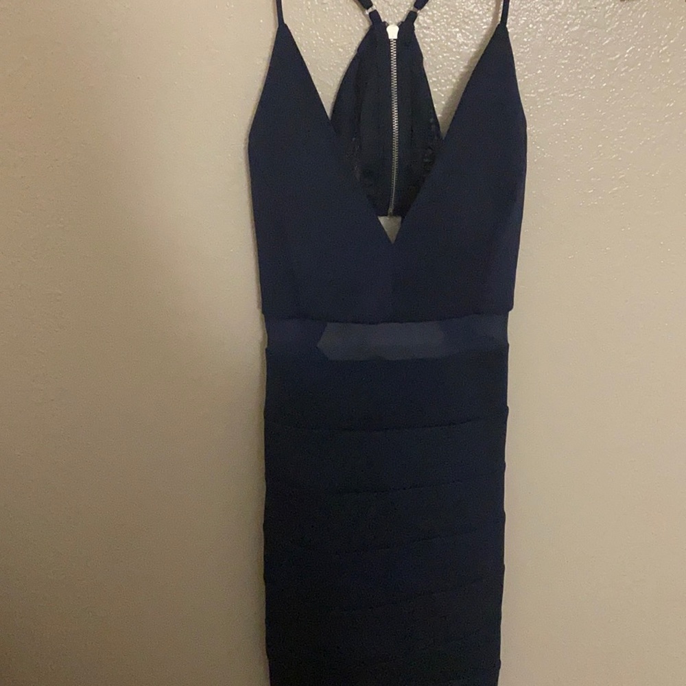The dress is blue size large